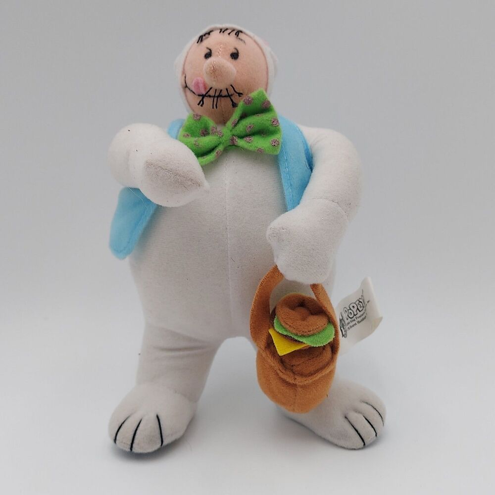 Popeye's Wimpy as Bunny plush 8" basket w hamburger plush 2004